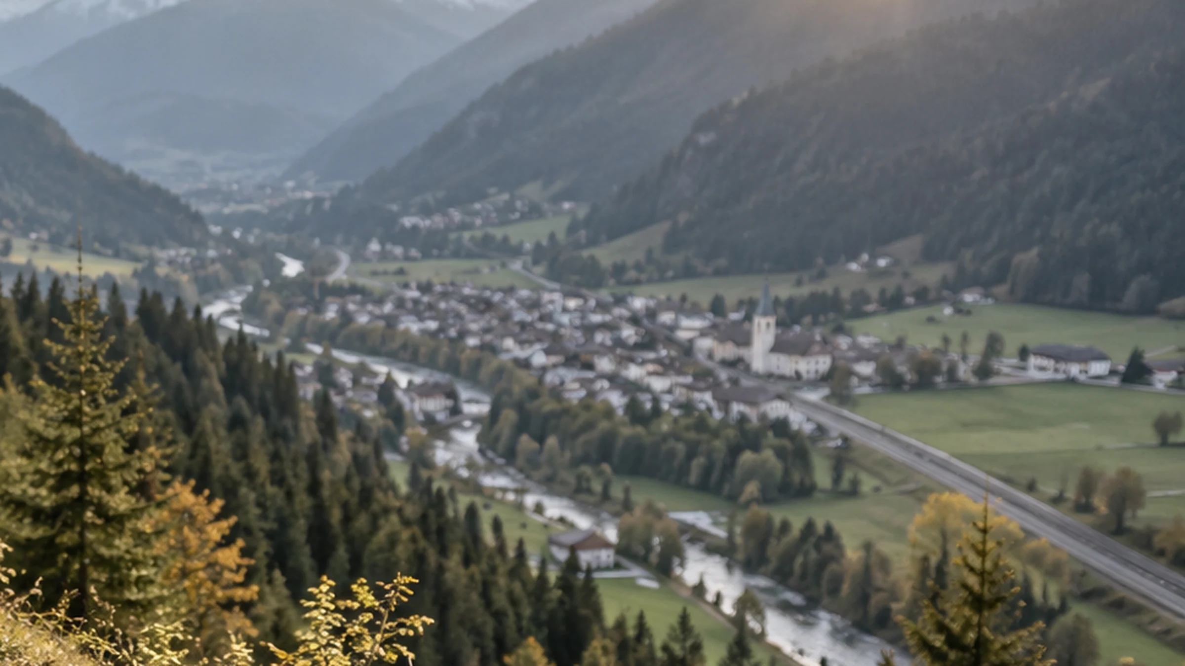 Weiter Blick in ein alpines Tal als Symbol fuer Orientierung vor dem naechsten Schritt.